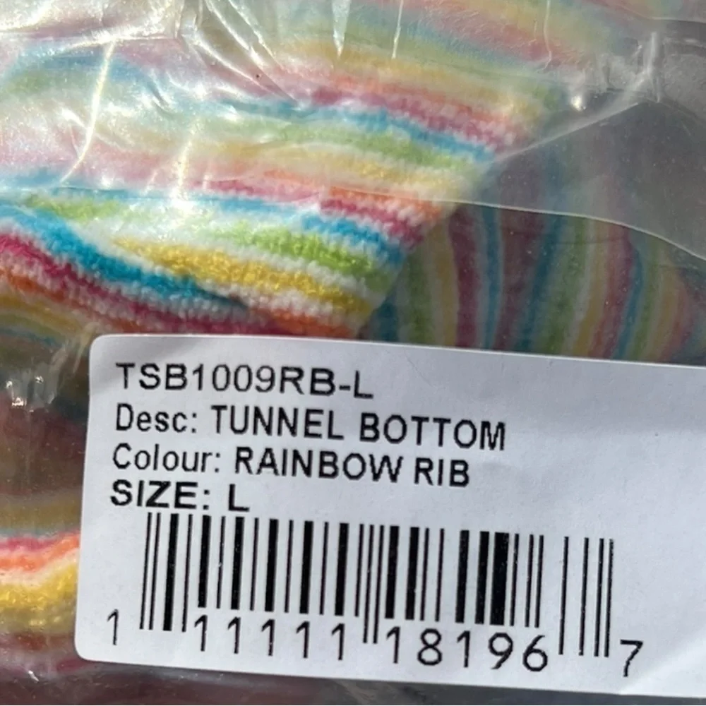 🌻NEW w.tag Free People x Toast Tunnel Rib Bikini Bottom in Rainbow Print Size L